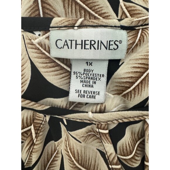 Catherines Fall Leaf Print Cutout Shift Dress Flutter Sleeves Size 1X 16 18 Plus - Picture 6 of 8